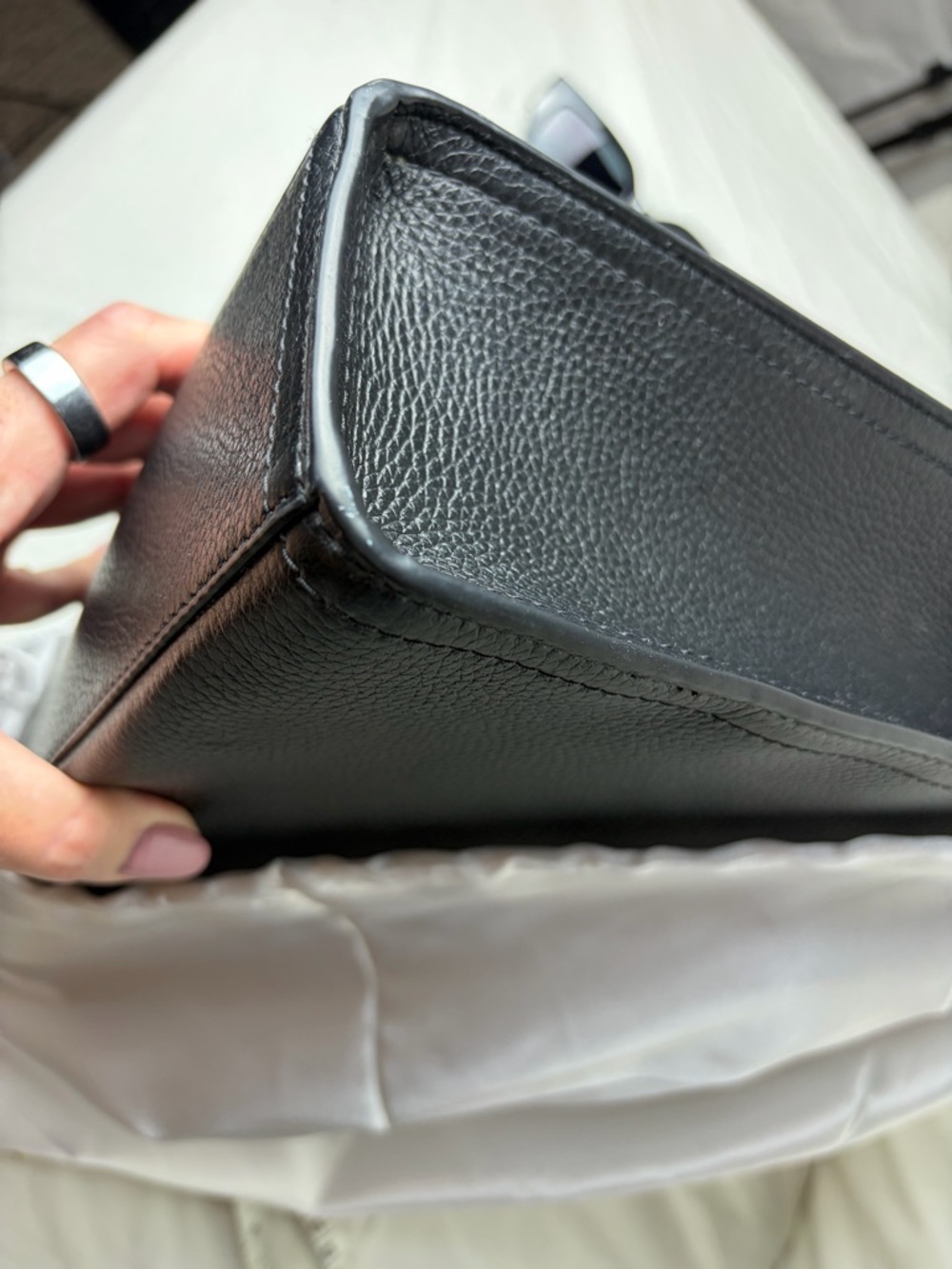 Tory Burch Blake Shopping Tote Black Pebbled Leather Work Laptop Bag - Picture 14 of 16